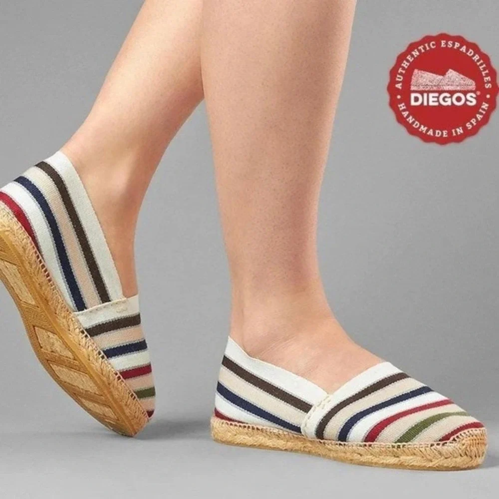 Diegos Authentic Canvas Espadrilles French Stripes Women US 8 EU38 Made in Spain